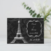 silberne Eiffelturm, französischer uAwg 3,5 x 5 RSVP Karte (Stehend Vorderseite)