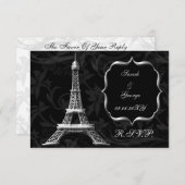 silberne Eiffelturm, französischer uAwg 3,5 x 5 RSVP Karte (Vorne/Hinten)