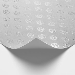 Silberne einfarbige empfindliche graue BlumenRosen Geschenkpapier