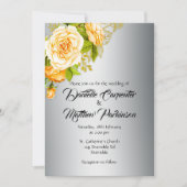 Silberne Eleganz: Goldene Rose Hochzeit Einladung (Vorderseite)