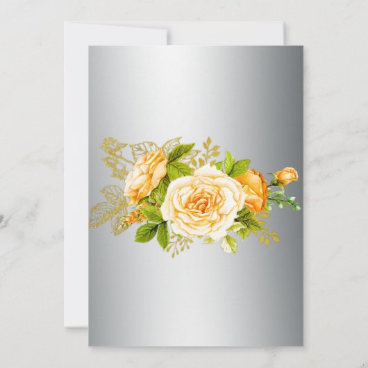 Silberne Eleganz: Goldene Rose Hochzeit Einladung (Rückseite)