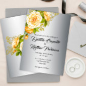 Silberne Eleganz: Goldene Rose Hochzeit Einladung