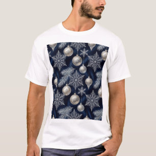 Silberne Eleganz: Luxuriöse Weihnachtstextur T-Shi T-Shirt