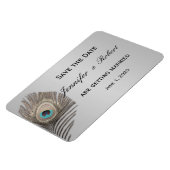Silberne Eleganz Pfau Hochzeitsmagnet Magnet (Linke Seite)