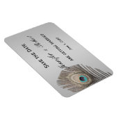 Silberne Eleganz Pfau Hochzeitsmagnet Magnet (Rechte Seite)