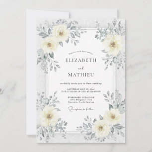 Silberne Elfenblüten-Hochzeit Einladung