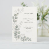 Silberne Eukalyptus-Hochzeit - Save The Date (Stehend Vorderseite)