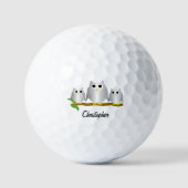 Silberne Eulen-Design personalisiert Golfball (Vorderseite)