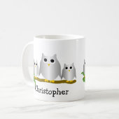 Silberne Eulen Design Personalisiert Kaffeetasse (Vorderseite Links)