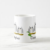 Silberne Eulen Design Personalisiert Kaffeetasse (Mittel)