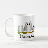 Silberne Eulen Design Personalisiert Kaffeetasse (Links)