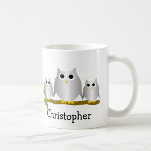 Silberne Eulen Design Personalisiert Kaffeetasse