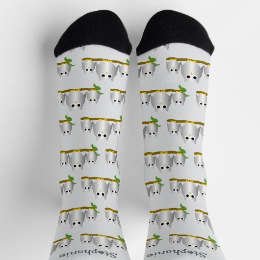Silberne Eulen Design Personalisiert Socken (Oben)
