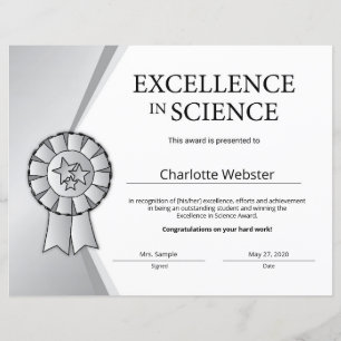 Silberne Exzellenz in Science Certificate Award