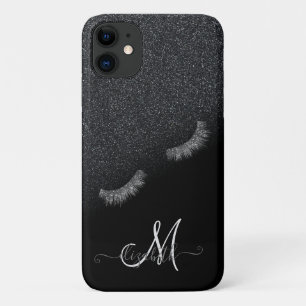 Silberne falsche Wimpern mit schwarzem Glitter-Omb Case-Mate iPhone Hülle