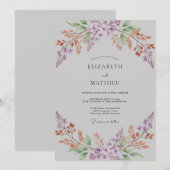 Silberne Fliederblatt-Hochzeit Einladung (Vorne/Hinten)