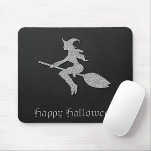 Silberne Fliegende Hexe Halloween Mousepad