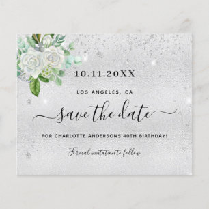 Silberne florale Geburtstagsparty Einladungskarte 