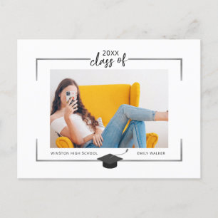 Silberne Foto Abschluss Ankündigung Postkarte