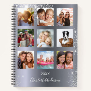 Silberne Fotocollage-Monogramm Glitter Notizblock