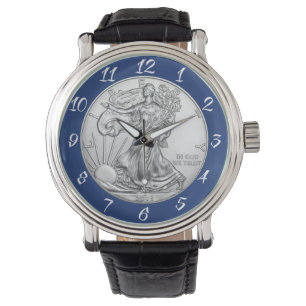 SILBERNE FREIHEITS-MÜNZE ARMBANDUHR