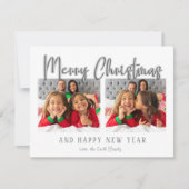 Silberne frohe Weihnachtsblase Buchstaben Karierte Feiertagskarte (Vorderseite)