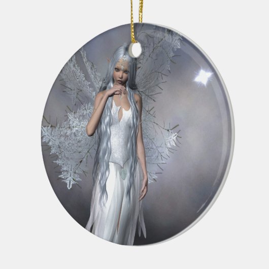 Silberne Frost-Fee Keramik Ornament (Links)