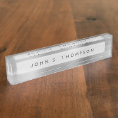 Silberne Führungskraft Luxus Beruflich Moderne Namensplakette (Seite)