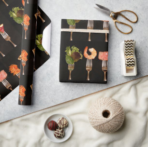 Silberne Gabeln auf Schwarz Geschenkpapier