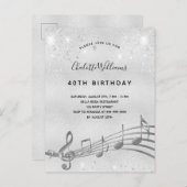 Silberne Geburtstage - Musiknoten 40. Einladung (Vorne/Hinten)