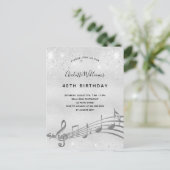 Silberne Geburtstage - Musiknoten 40. Einladung (Stehend Vorderseite)