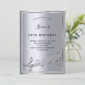 Silberne Geburtstage-Musiknoten Einladung (Stehend Vorderseite)