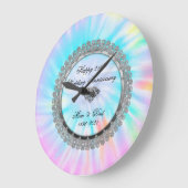 Silberne Gefärbte Krawatte Diamond25. Hochzeitstag Große Wanduhr (Winkel)