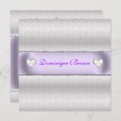 Silberne Gemusterte Prinzessin lädt ein Einladung (Vorne/Hinten)