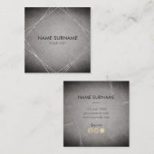 Silberne geometrische lederne quadratische visitenkarte (Vorne/Hinten)