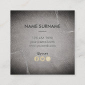 Silberne geometrische lederne quadratische visitenkarte (Rückseite)