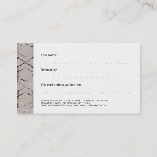 Silberne geometrische Rabatt-Karten Rabattkarte (Rückseite)