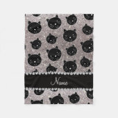 Silberne Gesichter der schwarzen Katze des Fleecedecke (Vorderseite)