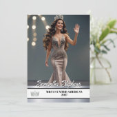 Silberne Glanz-Pageant-Plattform-Signaturkarte Feiertagskarte (Stehend Vorderseite)