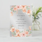 Silberne Glänzende Rosenhochzeit Einladung (Stehend Vorderseite)