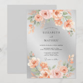 Silberne Glänzende Rosenhochzeit Einladung (Vorne/Hinten)