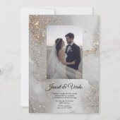 Silberne Glitter-Braut und Bräutigam Hochzeitseinl Einladung (Vorderseite)