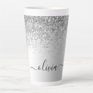 Silberne Glitter-Metall-Monogramm-Name Milchtasse