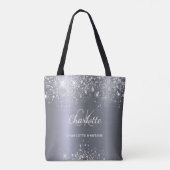 Silberne Glitter-Monogramm-Initialen Name Tasche (Rückseite)