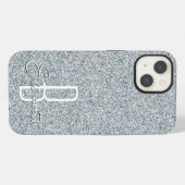 Silberne Glitter-Monogramm iPhone Hülle (Rückseite (Horizontal))