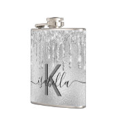 Silberne Glitter-Monogramm-Schrift Flachmann (Links)
