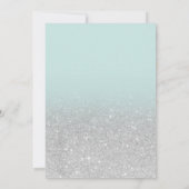 Silberne Glitter-Ombre-Sage-Grün-Script-Hochzeit Einladung (Rückseite)