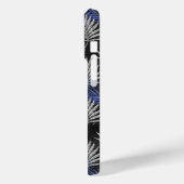 Silberne Glitter-Palme Blau Modernes Monogramm Case-Mate iPhone Hülle (Rückseite / Links)
