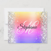 Silberne Glitter-Regenbogenfolie-Monogramm 50. Geb (Rückseite)