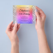 Silberne Glitter-Regenbogenfolie-Monogramm 50. Geb Flyer (Gruppe)